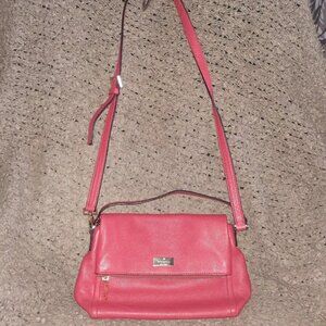 KATE SPADE-Red Leather Southport Carmen Crossbody Fold-Over Bag-Near Mint